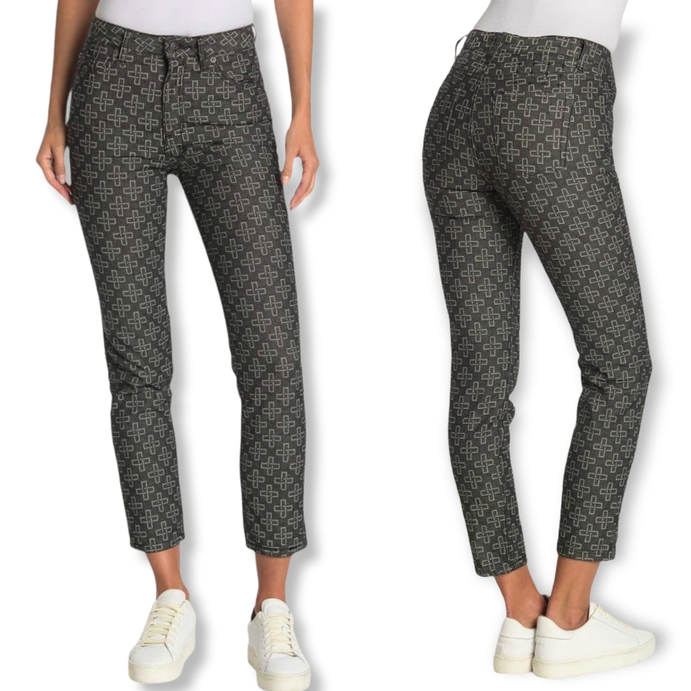 Ksubi Slim Pin Jeans Monogram Black Cotton Cropped Designer Pants Women's 23